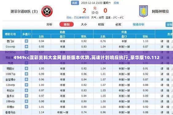 4949cc澳彩资料大全网最新版本优势,高速计划响应执行_豪华版10.112