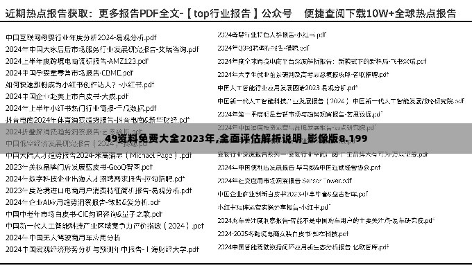 49资料免费大全2023年,全面评估解析说明_影像版8.199