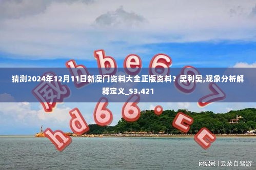 猜测2024年12月11日新澳门资料大全正版资料?奥利奥,现象分析解释定义_S3.421