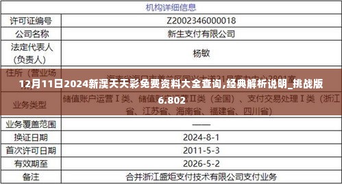 12月11日2024新澳天天彩免费资料大全查询,经典解析说明_挑战版6.802