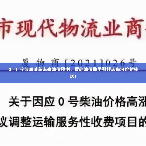 宁波加油站未来油价趋势预测,智能助手引领新生活,油价走势一网打尽!