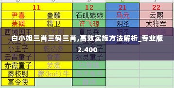 白小姐三肖三码三肖,高效实施方法解析_专业版2.400