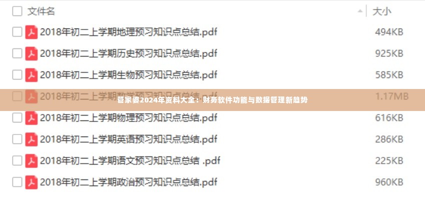 管家婆2024年资料大全:财务软件功能与数据管理新趋势