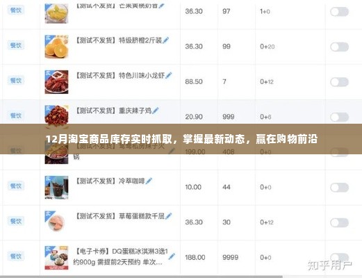 掌握最新动态,12月淘宝商品库存实时抓取,领先购物潮流