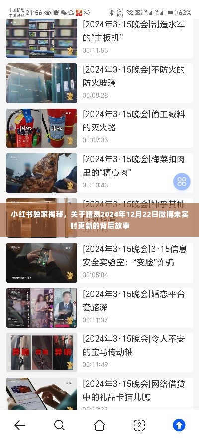 小红书独家揭秘,微博未实时更新的背后故事,探寻2024年12月22日秘密猜想