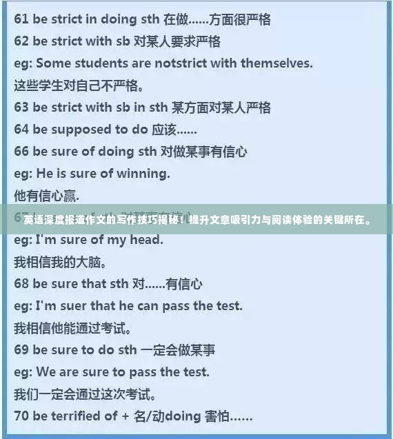 英语深度报道作文的写作技巧揭秘！提升文章吸引力与阅读体验的关键所在。