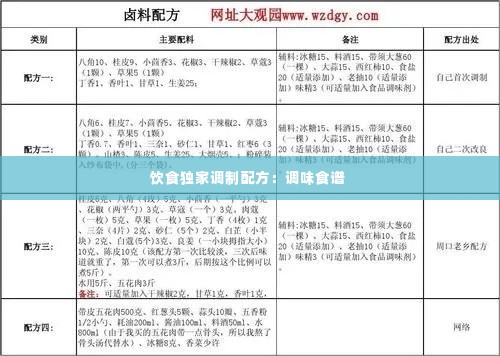 饮食独家调制配方:调味食谱