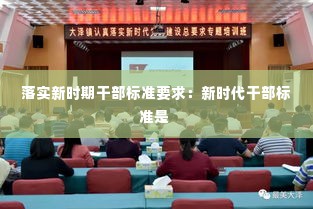 落实新时期干部标准要求:新时代干部标准是