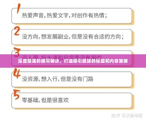 深度报道的撰写秘诀，打造吸引眼球的标题和内容策略
