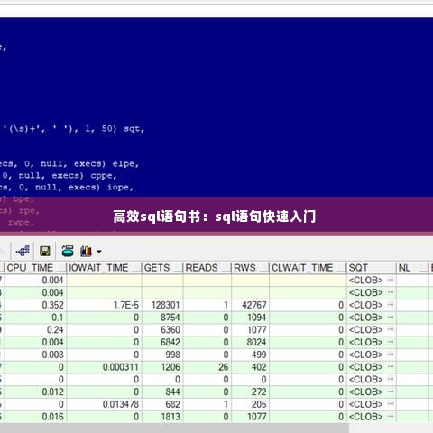 高效sql语句书:sql语句快速入门