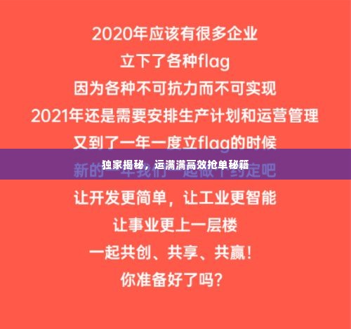 独家揭秘,运满满高效抢单秘籍