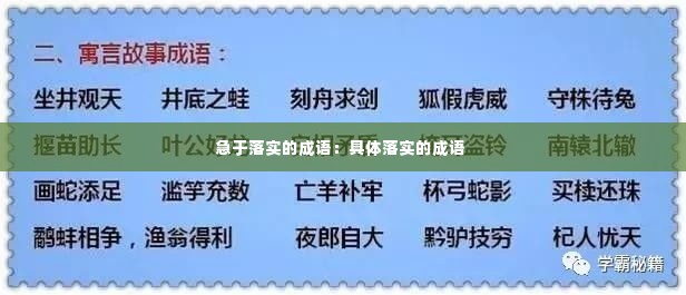 急于落实的成语：具体落实的成语 