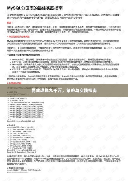 高效退税九千万,策略与实践指南
