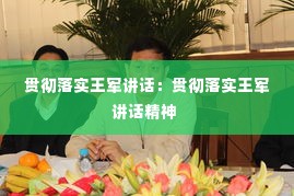 贯彻落实王军讲话:贯彻落实王军讲话精神