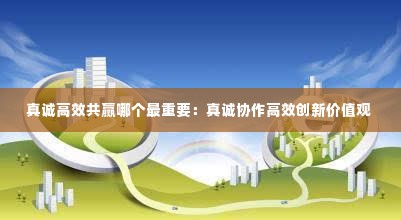 真诚高效共赢哪个最重要：真诚协作高效创新价值观 