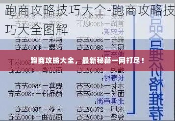 跑商攻略大全,最新秘籍一网打尽!