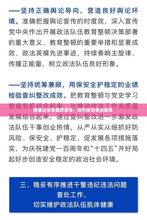 要通过指导整改落实:如何指导查纠整改