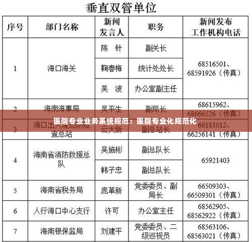 医院专业业务系统规范:医院专业化规范化