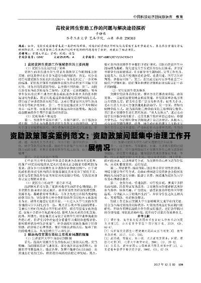 资助政策落实案例范文:资助政策问题集中治理工作开展情况