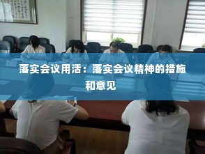 落实会议用活:落实会议精神的措施和意见
