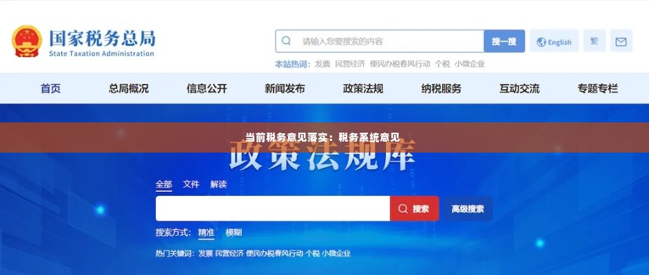 当前税务意见落实:税务系统意见