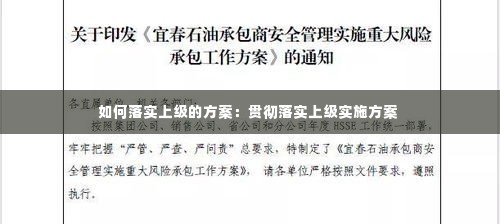 如何落实上级的方案:贯彻落实上级实施方案