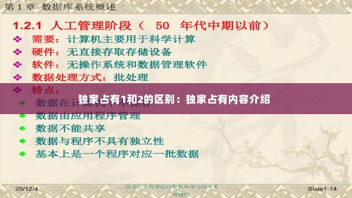 独家占有1和2的区别:独家占有内容介绍