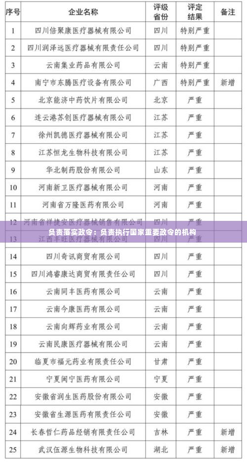 负责落实政令：负责执行国家重要政令的机构 