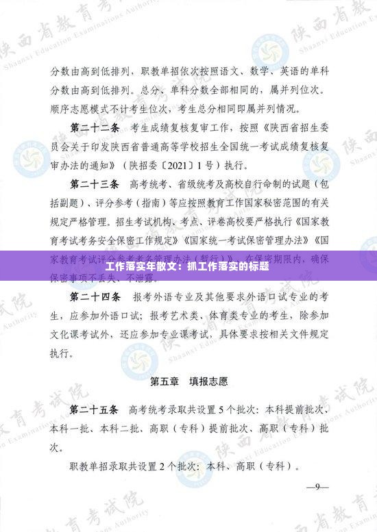 工作落实年散文:抓工作落实的标题