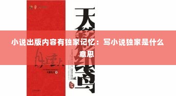 小说出版内容有独家记忆：写小说独家是什么意思 