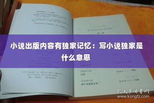 小说出版内容有独家记忆:写小说独家是什么意思
