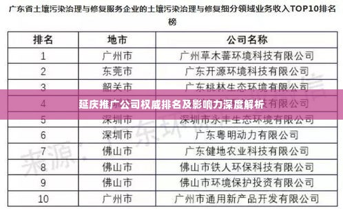 延庆推广公司权威排名及影响力深度解析