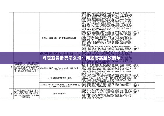 问题落实情况怎么填：问题落实整改清单 