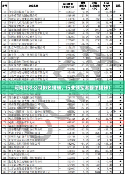 河南接头公司排名揭晓,行业领军者榜单揭秘!