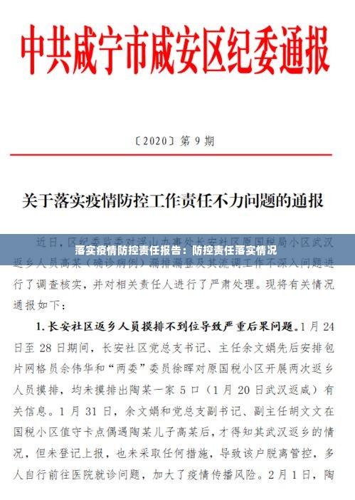 落实疫情防控责任报告:防控责任落实情况