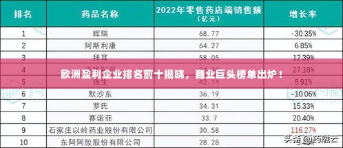 欧洲盈利企业排名前十揭晓,商业巨头榜单出炉!