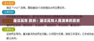 廉洁高效 政府:廉洁高效人民满意的政府