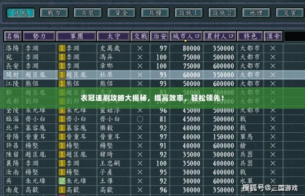 衣冠速刷攻略大揭秘,提高效率,轻松领先!