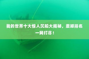 我的世界十大惊人沉船大揭秘，震撼排名一网打尽！