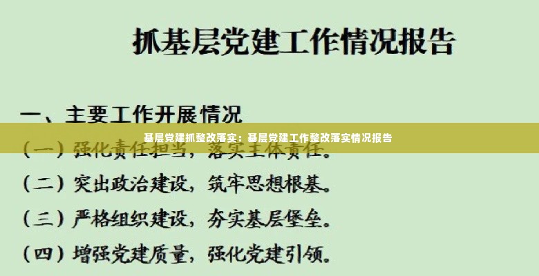 基层党建抓整改落实:基层党建工作整改落实情况报告