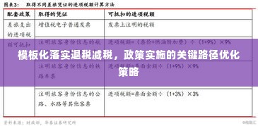 模板化落实退税减税,政策实施的关键路径优化策略
