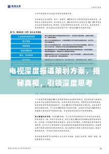 电视深度报道策划方案，揭秘真相，引领深度思考