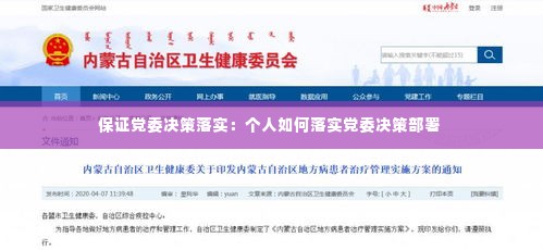 保证党委决策落实:个人如何落实党委决策部署
