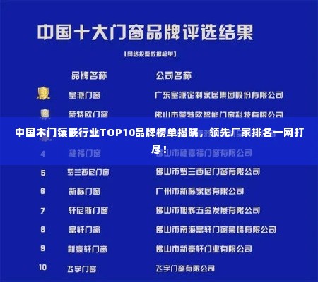 中国木门镶嵌行业TOP10品牌榜单揭晓,领先厂家排名一网打尽!