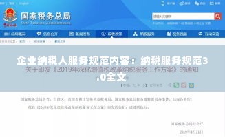 企业纳税人服务规范内容：纳税服务规范3.0全文 