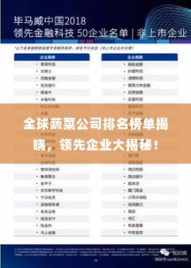 全球蔬菜公司排名榜单揭晓,领先企业大揭秘!