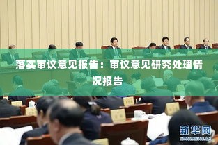 落实审议意见报告:审议意见研究处理情况报告
