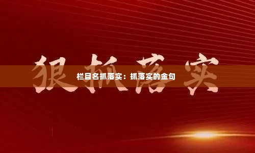 栏目名抓落实:抓落实的金句