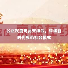 公正权威与高效结合,构建新时代典范社会模式