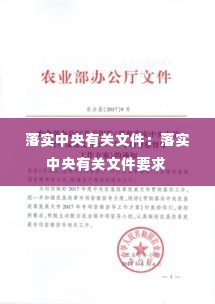 落实中央有关文件:落实中央有关文件要求